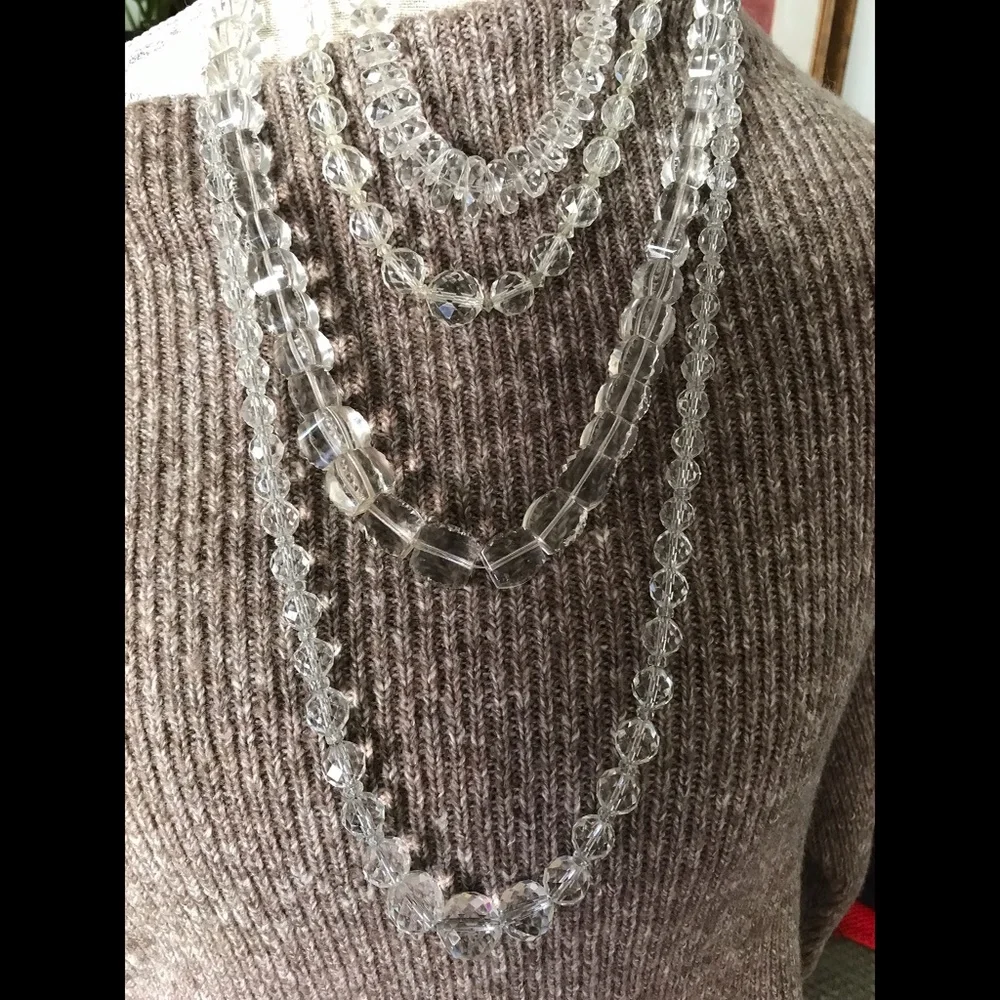 Suite of Four Antique Vintage Rock Crystal Varied Layering Necklaces